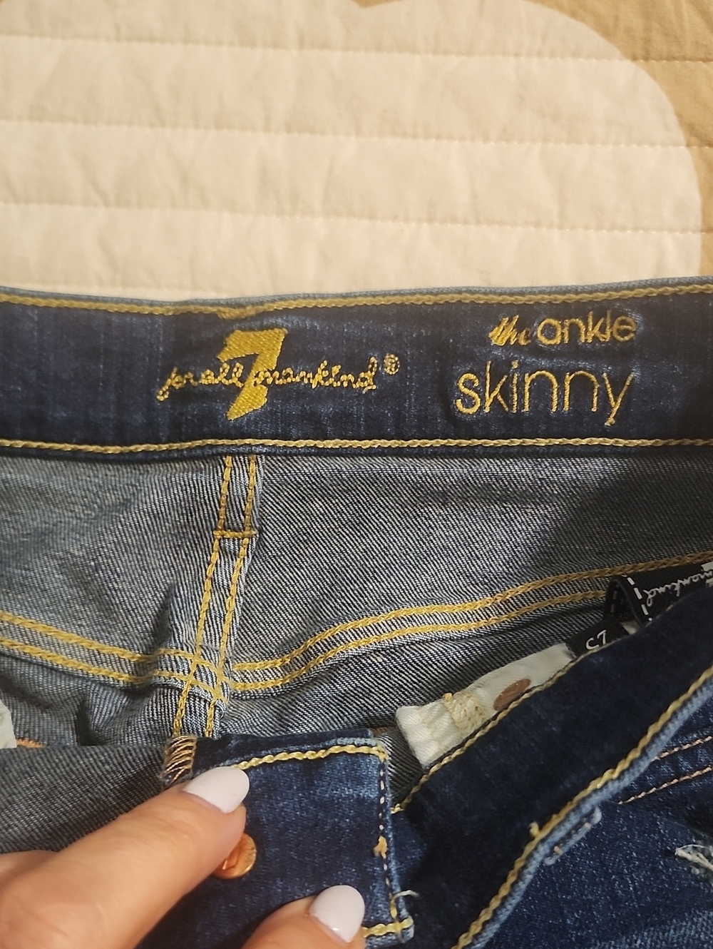 7 For All Mankind Dark Blue Skinny Ankle Jeans
